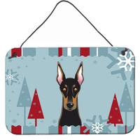 "Caroline's Treasures Winter Holiday Doberman Wall or Door Hanging Prints BB1741DS812, 8HX12W"