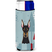 "Caroline's Treasures Winter Holiday Doberman Michelob Ultra Koozies for Slim Cans, Multicolor"