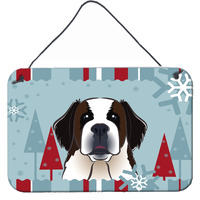 "Caroline's Treasures Winter Holiday Saint Bernard Wall or Door Hanging Prints BB1742DS812, 8HX12W"