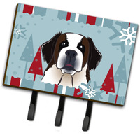 "Caroline's Treasures BB1742TH68 Winter Holiday Saint Bernard Leash or Key Holder, Large, Multicolor"