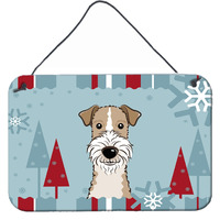 "Caroline's Treasures Winter Holiday Wire Haired Fox Terrier Wall or Door Hanging Prints BB1743DS812, 8HX12W"
