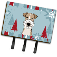 "Caroline's Treasures BB1743TH68 Winter Holiday Wire Haired Fox Terrier Leash or Key Holder, Large, Multicolor"