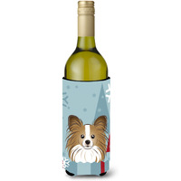 "Caroline's Treasures Winter Holiday Papillon Wine Bottle Koozie Hugger, 750 ml, Multicolor"