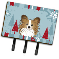 "Caroline's Treasures BB1744TH68 Winter Holiday Papillion Leash or Key Holder, Large, Multicolor"
