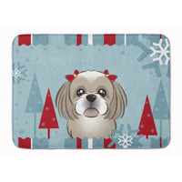 "Caroline's Treasures Winter Holiday Gray Silver Shih Tzu Floor Mat, 19"" x 27"", Multicolor"