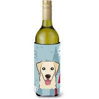 "Caroline's Treasures BB1748LITERK Winter Holiday Golden Retriever Wine Bottle Koozie Hugger, 750 ml, Multicolor"
