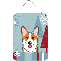"Caroline's Treasures Winter Holiday Red Corgi Wall or Door Hanging Prints BB1750DS1216, 16HX12W, Multicolor"