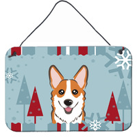 "Caroline's Treasures Winter Holiday Red Corgi Wall or Door Hanging Prints BB1750DS812, 8HX12W, Multicolor"