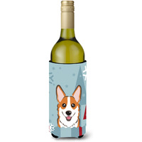"Caroline's Treasures Winter Holiday Red Corgi Wine Bottle Koozie Hugger, 750 ml, Multicolor"