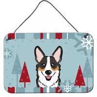 "Caroline's Treasures Winter Holiday Tricolor Corgi Wall or Door Hanging Prints BB1751DS812, 8HX12W"