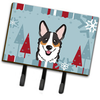 "Caroline's Treasures BB1751TH68 Winter Holiday Tricolor Corgi Leash or Key Holder, Large, Multicolor"