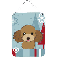 "Caroline's Treasures Winter Holiday Chocolate Brown Poodle Wall or Door Hanging Prints BB1752DS1216, 16HX12W, Multicolor"