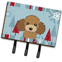 "Caroline's Treasures BB1752TH68 Winter Holiday Chocolate Brown Poodle Leash or Key Holder, Large, Multicolor"