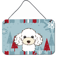 "Caroline's Treasures Winter Holiday White Poodle Wall or Door Hanging Prints BB1753DS812, 8""H x 12""W, Multicolor"