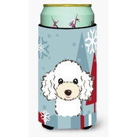 "Caroline's Treasures Winter Holiday White Poodle Tall Boy Koozie Hugger, Multicolor"