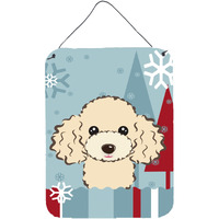 "Caroline's Treasures Winter Holiday Buff Poodle Wall or Door Hanging Prints BB1754DS1216, 16HX12W, Multicolor"