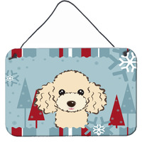 "Caroline's Treasures Winter Holiday Buff Poodle Wall or Door Hanging Prints BB1754DS812, 8HX12W"