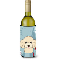 "Caroline's Treasures Winter Holiday Buff Poodle Wine Bottle Koozie Hugger, 750 ml, Multicolor"