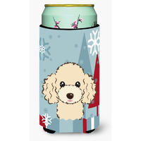 "Caroline's Treasures Winter Holiday Buff Poodle Tall Boy Koozie Hugger, Multicolor"