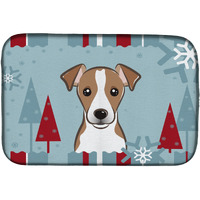 "Caroline's Treasures Winter Holiday Jack Russell Terrier Dish Drying Mat, 14 x 21"