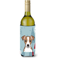 "Caroline's Treasures BB1756LITERK Winter Holiday Jack Russell Terrier Wine Bottle Koozie Hugger, 750 ml, Multicolor"