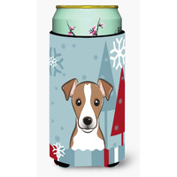 "Caroline's Treasures BB1756TBC Winter Holiday Jack Russell Terrier Tall Boy Koozie Hugger, Multicolor"