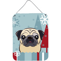 "Caroline's Treasures Winter Holiday Fawn Pug Wall or Door Hanging Prints BB1758DS1216, 16HX12W, Multicolor"