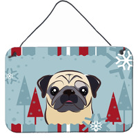 "Caroline's Treasures Winter Holiday Fawn Pug Wall or Door Hanging Prints BB1758DS812, 8HX12W"