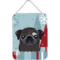 "Caroline's Treasures Winter Holiday Black Pug Wall or Door Hanging Prints BB1759DS1216, 16HX12W, Multicolor"