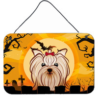 "Caroline's Treasures Halloween Yorkie Yorkshire Terrier Wall or Door Hanging Prints BB1762DS812, 8HX12W, Multicolor"