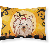 "Caroline's Treasures BB1762PILLOWCASE Halloween Yorkie Yorkshire Terrier Fabric Standard Pillowcase, Large, Multicolor"