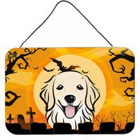 "Caroline's Treasures Halloween Golden Retriever Wall or Door Hanging Prints BB1763DS812, 8HX12W"