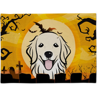"Caroline's Treasures BB1763PLMT Halloween Golden Retriever Fabric Placemat, Multicolor"