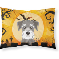 "Caroline's Treasures BB1764PILLOWCASE Halloween Schnauzer Fabric Standard Pillowcase, Large, Multicolor"