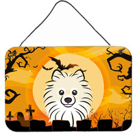 "Caroline's Treasures Halloween Pomeranian Wall or Door Hanging Prints BB1765DS812, 8HX12W"