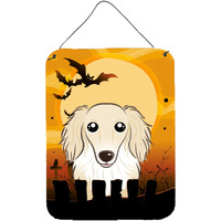 "Caroline's Treasures Halloween Longhair Creme Dachshund Wall or Door Hanging Prints BB1770DS1216, 16HX12W, Multicolor"