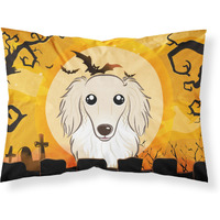 "Caroline's Treasures BB1770PILLOWCASE Halloween Longhair Creme Dachshund Fabric Standard Pillowcase, Large, Multicolor"