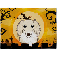 "Caroline's Treasures BB1770PLMT Halloween Longhair Creme Dachshund Fabric Placemat, Multicolor"
