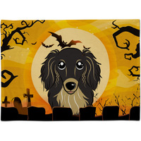 "Caroline's Treasures BB1771PLMT Halloween Longhair Black And Tan Dachshund Fabric Placemat, Multicolor"