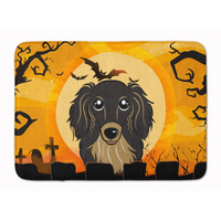 "Caroline's Treasures Halloween Longhair Black Tan Dachshund Floor Mat, 19"" x 27"", Multicolor"