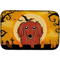 "Caroline's Treasures Halloween Longhair Red Dachshund Dish Drying Mat, 14"" x 21"""