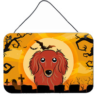 "Caroline's Treasures Halloween Longhair Red Dachshund Wall or Door Hanging Prints BB1772DS812, 8HX12W"