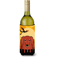 "Caroline's Treasures Halloween Longhair Red Dachshund Wine Bottle Koozie Hugger, 750 ml, Multicolor"