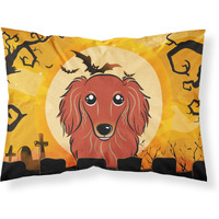 "Caroline's Treasures BB1772PILLOWCASE Halloween Longhair Red Dachshund Fabric Standard Pillowcase, Large, Multicolor"