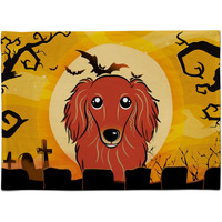 "Caroline's Treasures BB1772PLMT Halloween Longhair Red Dachshund Fabric Placemat, Multicolor"