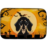 "Caroline's Treasures Halloween Smooth Black And Tan Dachshund Dish Drying Mat, 14"" x 21"""