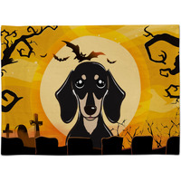 "Caroline's Treasures BB1773PLMT Halloween Smooth Black And Tan Dachshund Fabric Placemat, Multicolor"