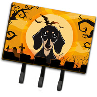 "Caroline's Treasures BB1773TH68 Halloween Smooth Black and Tan Dachshund Leash or Key Holder, Large, Multicolor"