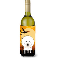 "Caroline's Treasures Halloween Bichon Frise Wine Bottle Koozie Hugger, 750 ml, Multicolor"