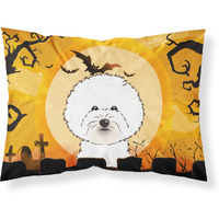 "Caroline's Treasures BB1775PILLOWCASE Halloween Bichon Frise Fabric Standard Pillowcase, Large, Multicolor"